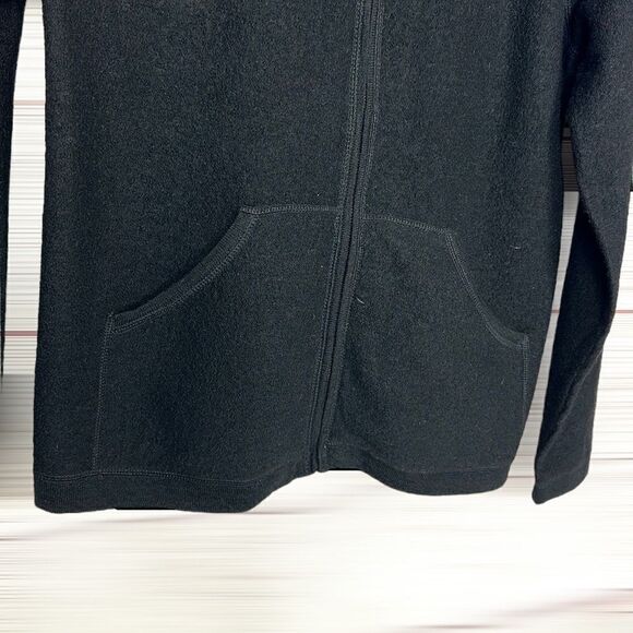 NWT Vtg Charter Club Boiled Wool Full Zip Black Cardigan Lightweight Jacket S - Picture 5 of 12